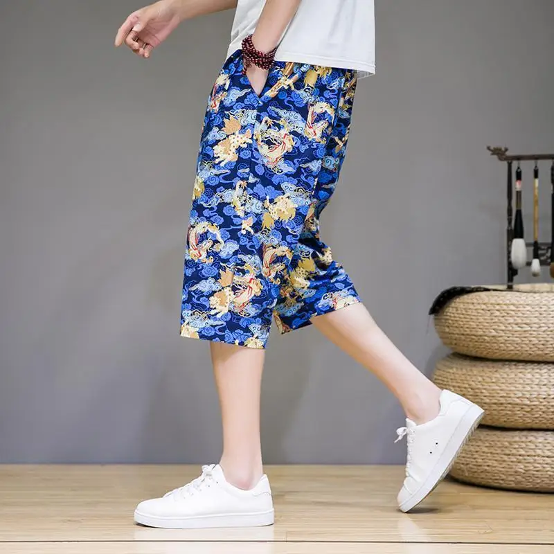 2024 New Summer Holiday Style Oversized Loose Casual Retro American Retro Men's Wear Handsome Cotton Linen Pockets Chic Pants