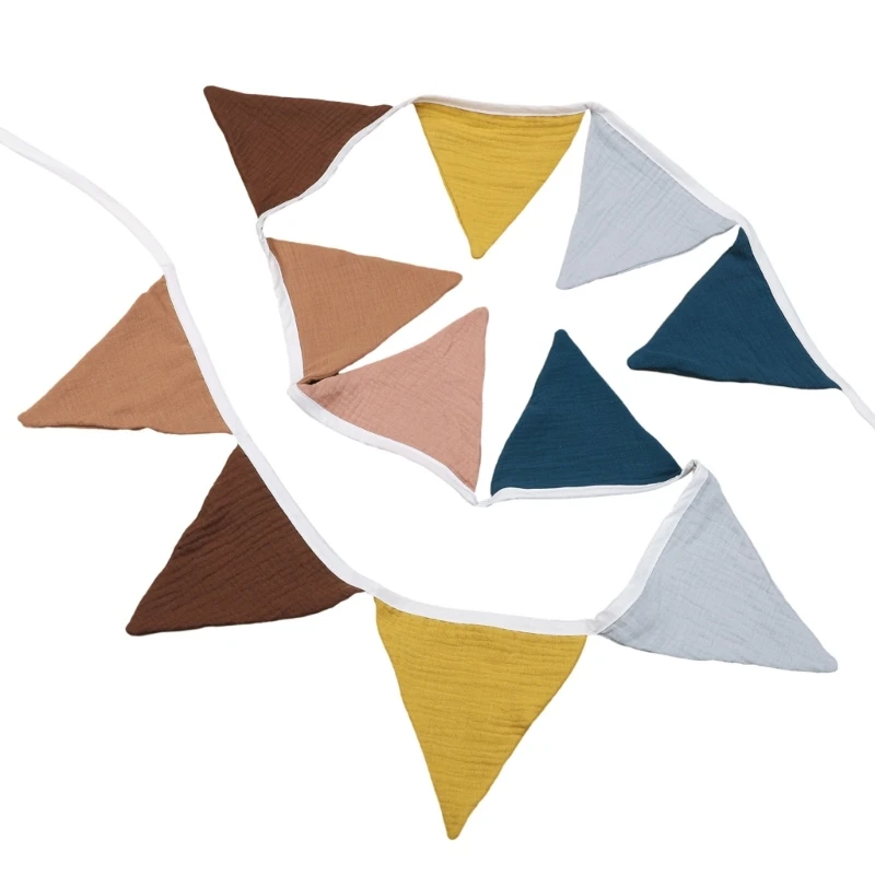 

Soft & Comfortable Cotton Bunting Flags Stylish Trendy Flags for Baby Photography Props Nursery Decoration 69HE