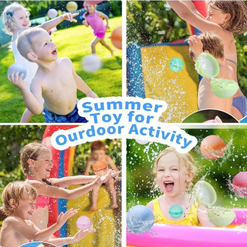 6pcs Reusable Water Balloons Reusable Silicone Magnetic Water Ball Pool Games Pool Toys Inflatable Toys Game