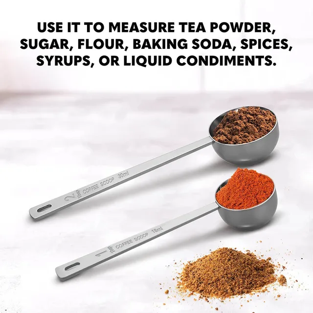 1Pc Rozsdamentes Acél Kávéfőző 15 Ml 30 Mérő Kanál Hosszú Kezelt Fémmérés Kávé Tea Szerszámok Kiegészítők - Image 3