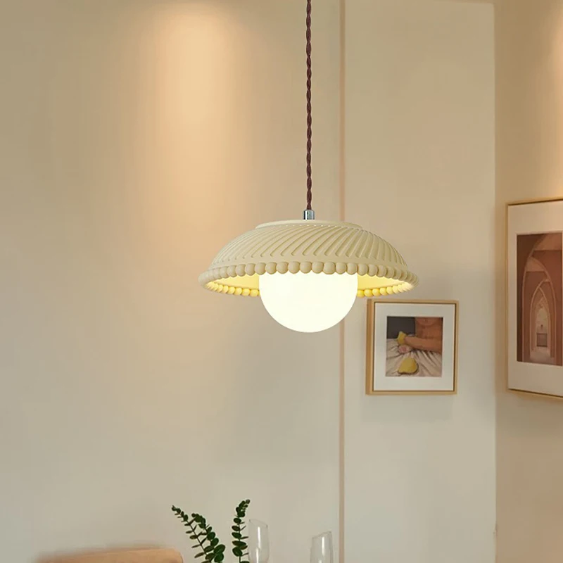 

ARTURESTHOME Small Pendant Lamp, Modern Minimalist Bedside Lamp, Cream Decorative Lamps, Bedroom Dining Room Hallway Lighting