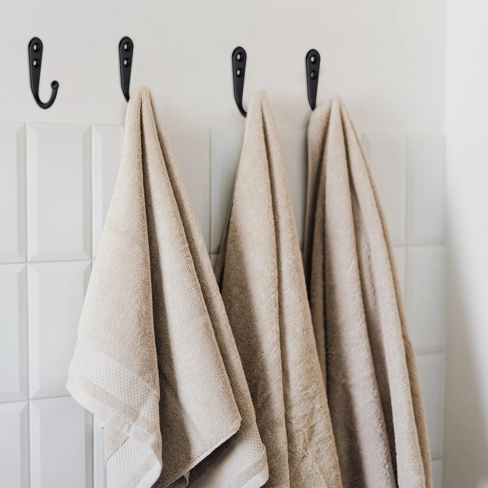 Description Picture 6 of item10Pcs Black Wall Mounted Small Hooks with Screws for Hanging Coat Bag Robe Towels Keys Kitchen Bathroom Rack Accessories