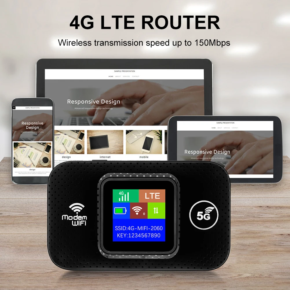 4G/5G Mobile WIFI Router 150Mbps 4G LTE Wireless Router 3000mA Portable Pocket MiFi Modem Mobile Wifi Hotspot with Sim Card Slot Sale Bangladesh