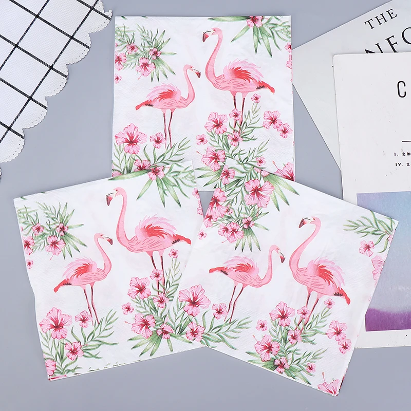 Paper Napkins Ins Wind Flamingo Colored Paper Napkins Printed Hotel Placemats Mouth Cloth Wedding Handmade DIY 20p