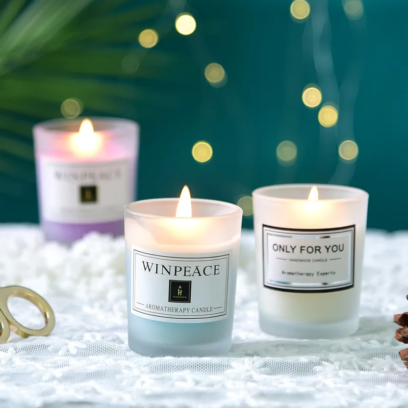 Glass Candle Jar Natural Plant Essential Oil Scented Soy Wax Handmade Aromatherapy Candles Birthday Souvenir Home Decoration |