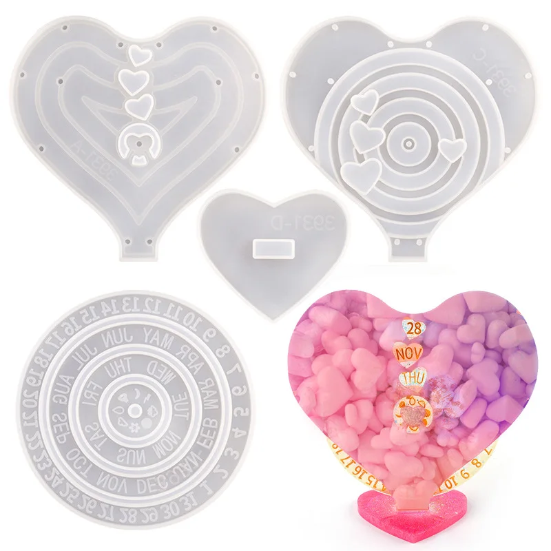 

Calendar Silicone Mold DIY Handmade Round Heart Shaped Calendar Wall Hanging Ornament Silicone Mold For Resin Home Decoration
