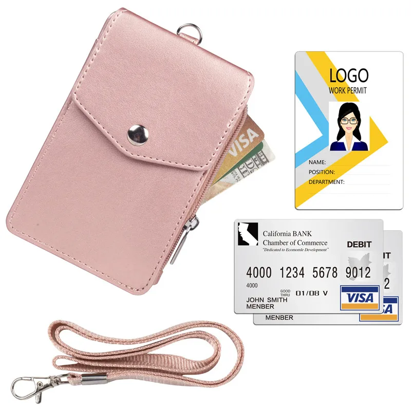 Premium PU Zipper Style Lanyard Card Holder - Large Capacity Badge and Credential Accessory