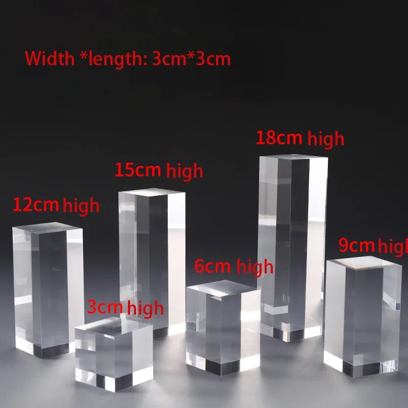 Plexiglass Square Block Jewelry Display Stand Stamping Cosmetics Holder Photography Props Dolls Perfume Organizer Riser Case