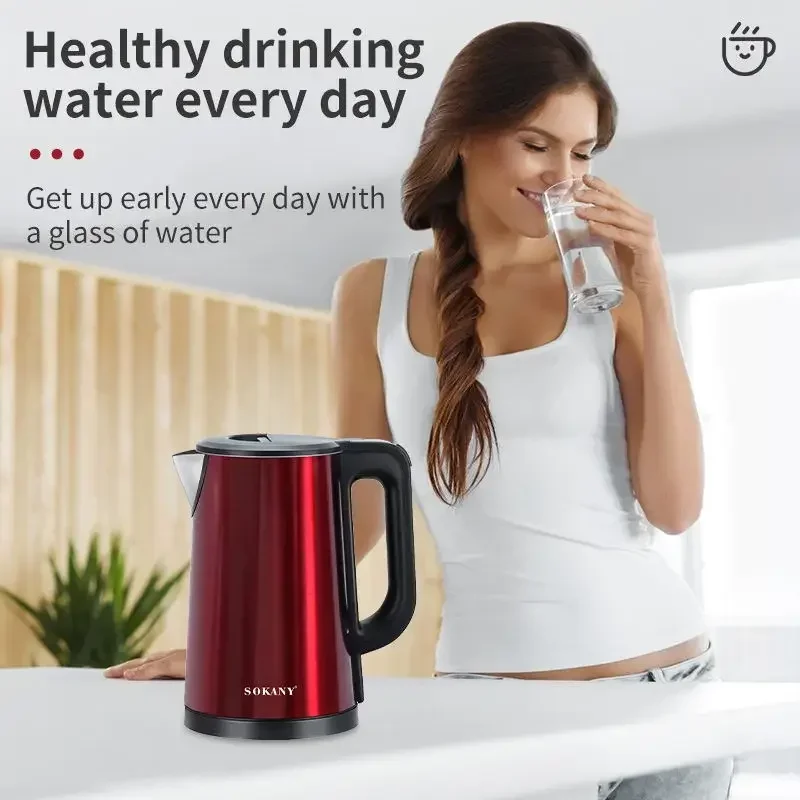 Stariver Electric Kettle, 2L Electric Tea Kettle, BPA-Free Glass Kettle  with LED, Hot Water Kettle with Fast Boil, Auto Shut-Off & Boil-Dry