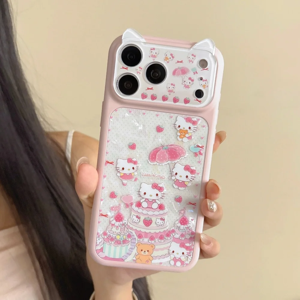 Elegant Ruijian Strawberry Cake Pink KT Shockproof Phone Case