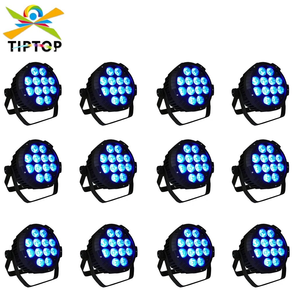 

TP-P52B 12 Pack 12x18W RGBWA UV светодиодный DJ PAR Светильник IP65 DMX водонепроницаемый PAR 64 Stage Lighting LCD Display Casting Aluminum