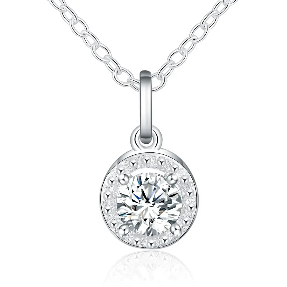

Promotions Beautiful Wedding Women Fashion Elegant Silver Charm Crystal STONE CZ Zircon Pretty Necklace Jewelry Engagement
