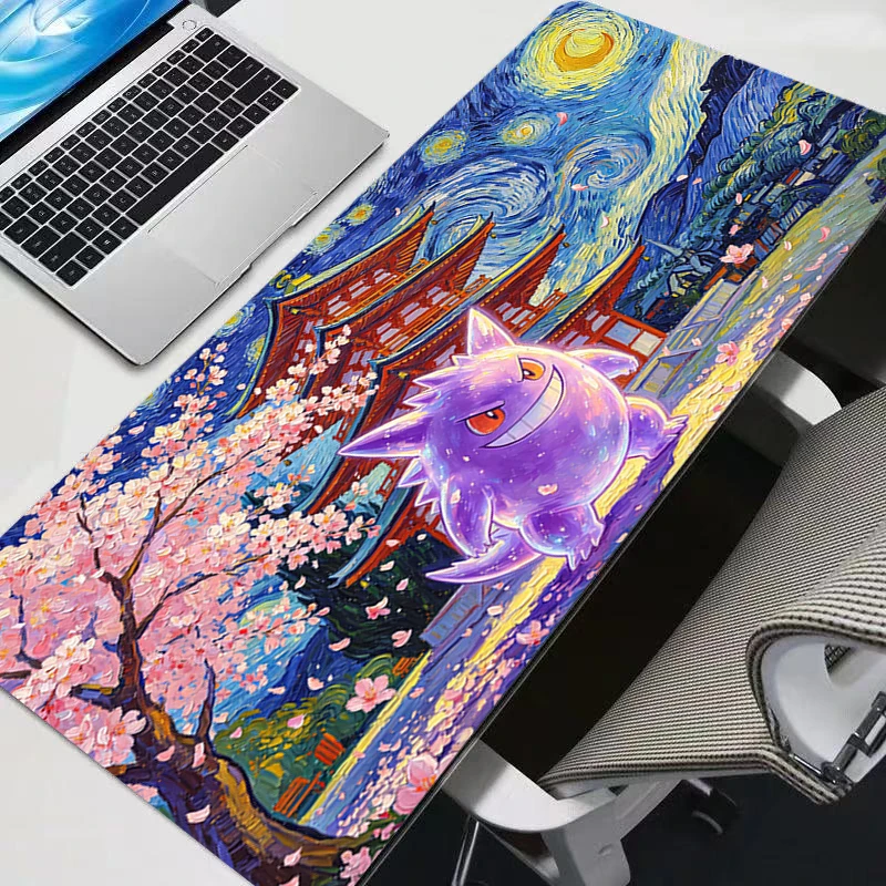 90x40cm XXL 고무 대형 PC 마우스 패드 G-Gengar 사쿠라 탑 게이머 게임용 마우스 패드 러그 데스크 키보드 매트 컴퓨터 노트북 매트