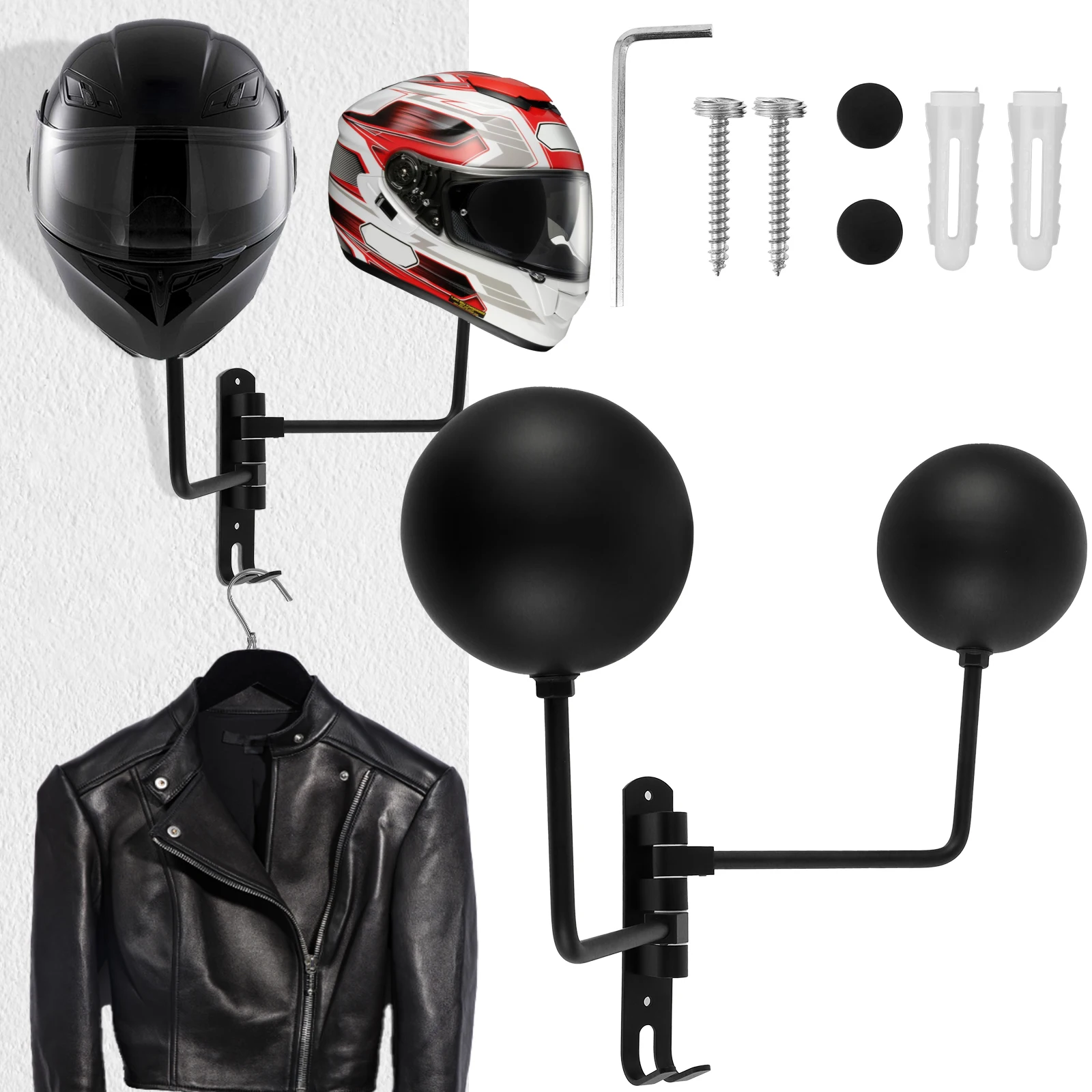 Motorcycle Helmet Holder New Motorcycle Helmet Holder Wall Mount 180&deg; Rotation Helmet Hanger Stand Rack Storage Hook for Motorcycle Bike Helmets