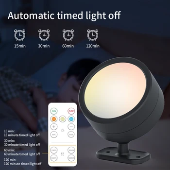 أضواء الجدار المغناطيسية LED مصباح الجدار اللاسلكي القابل لإعادة الشحن 360 °   ضوء محيط دوار مع أضواء كاشفة عن بعد لتزيين الغرفة 2