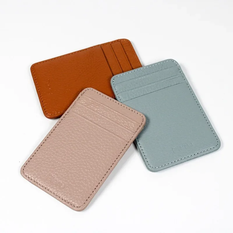 

Cross-border Sales of Ultra-thin Layer Leather Small Card with Lychee Grain Vertical Compact Leather Card Bag Portable