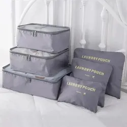 6-Piece Travel Storage Organizer Set - Large Capacity Luggage & Packing Cubes Collection (Grey 6pcs)