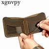 xgnvpy Fashion Genuine Leather Men's Wallet Retro Handcrafted Purse Durable Real Leather Coin Holder for Gentlemen 5