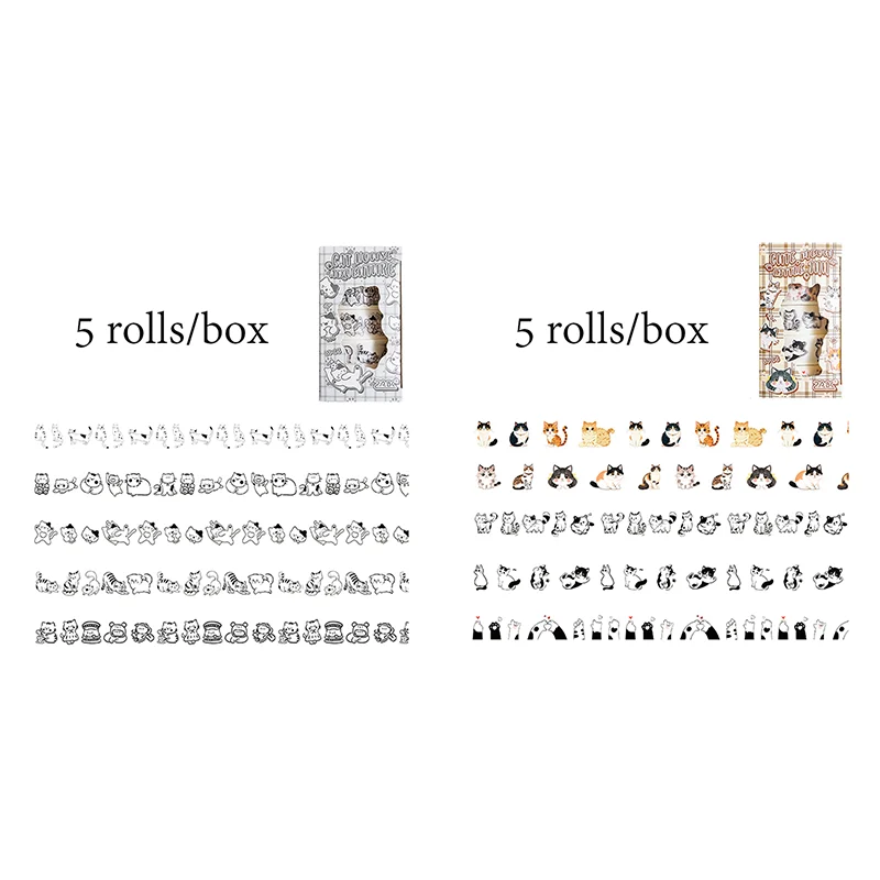 Mr Paper 15 롤/가방 새끼 고양이 추측 시리즈 박스형 테이프 귀여운 핸드북 다이 컷 테이프 Mylar 테이프 DIY 저널 스크랩북 안경