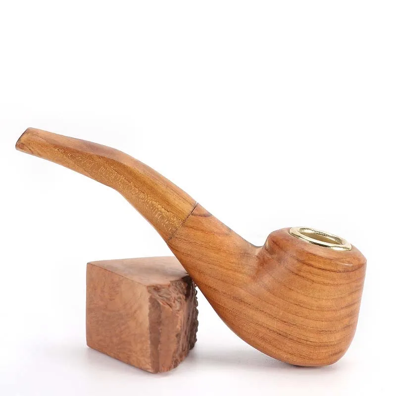 Wooden Smoking Tobacco Pipe Classic Curved Tobacco Filter Pipe Wood Smoking Wooden Gift tobacco pipe