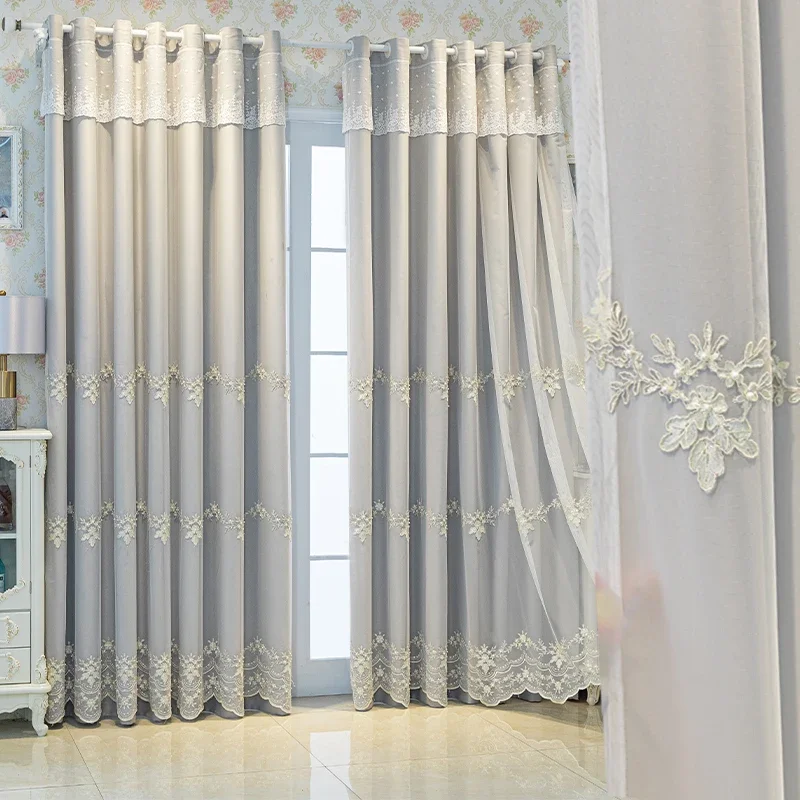 

Modern Luxury European Curtains for Living Room Bedroom High Precision Cloth Yarn One Piece Double Layer Blackout Window Curtain