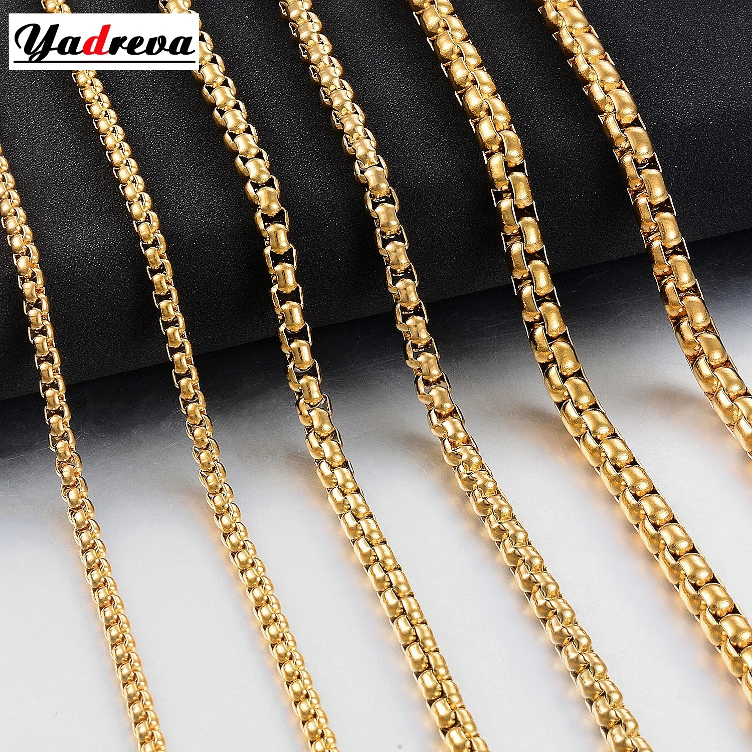 Stainless Steel Necklace Waterproof Round Gold Color Chain Men And Women Gift Jewelry 2mm-5mm Width