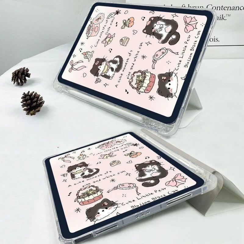 Premium Smart Cover with Pencil Holder - Kitten Design