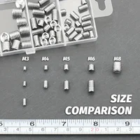 100 ชิ้นชุดสกรู Assortment Kit M3 M4 M5 M6 M8 พร้อมปุ่มอัลเลน 304 สแตนเลส Grub สกรูสําหรับติดตั้งลูกบิดก๊อกน้ําและอื่นๆ 4