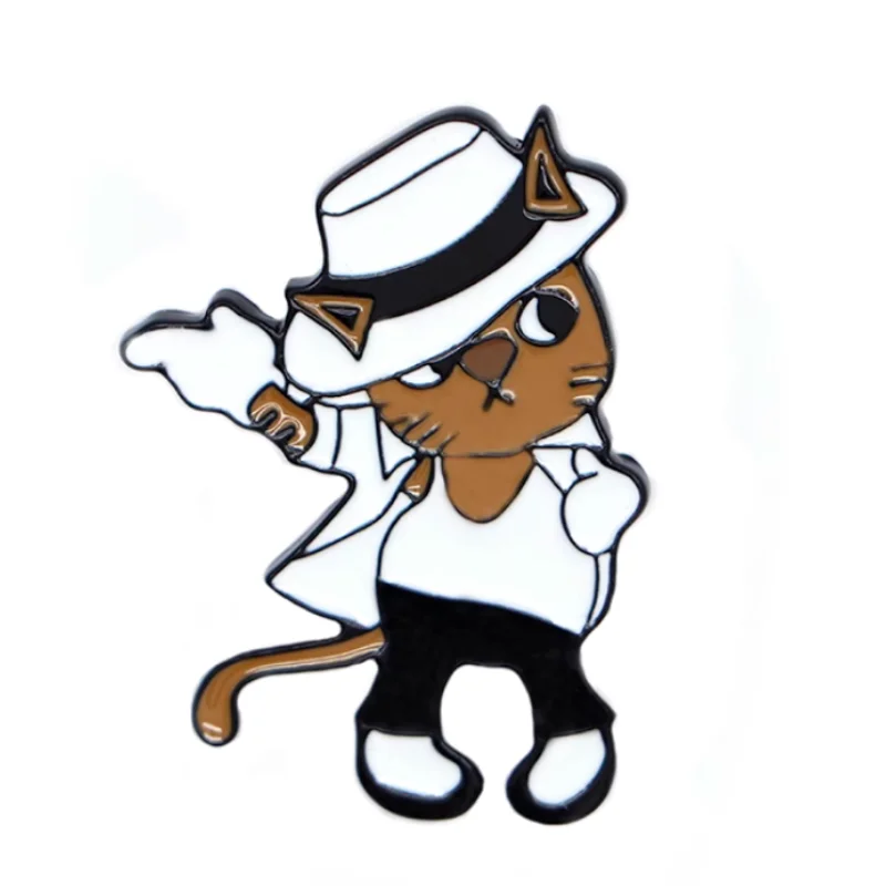 King Of Pop Michael Jackson Pin MJ Dancer Cat Brooch Rock Roll Hiphop Dancing Enamel Badge Punk Jewelry