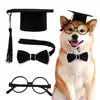 1 Set Pet Graduation Suit Adorable Adjustable with Tassel Felt Pet Cats Dogs Cosplay Hat Collar Glasses Set Pet Accessories 3