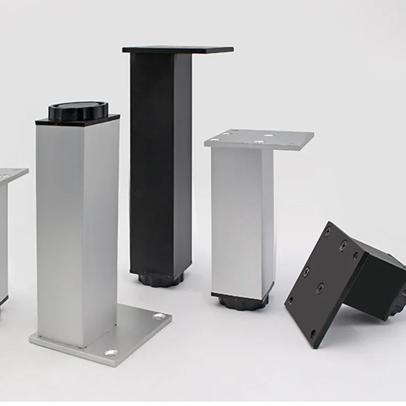Aluminum Alloy Cabinet Foot Height Adjustable Furniture Support Legs Bearing 50KG/PCS Table Chairs Bed Sofa Square Level Feet