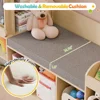 Kids Bookshelf with Reading Nook, Wooden Toy Storage Organizer with Chalkboard and Bench, Kids Reading Nook for Boys & Girls 4