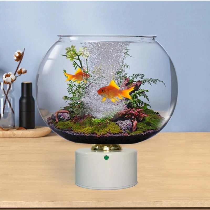 Woonkamer bureau water verandering mini kleine aquarium verwarming met zuurstof rond glas ganzenei plastic aquarium accesso| | - AliExpress