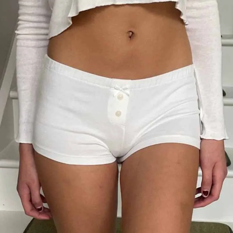 

Comfy Pajama Shorts Fairy Kawaii Sweet Girl Y2K Bow Trim Skinny Pants Women's Summer Elastic Band Button Lounge Boxer Shorts