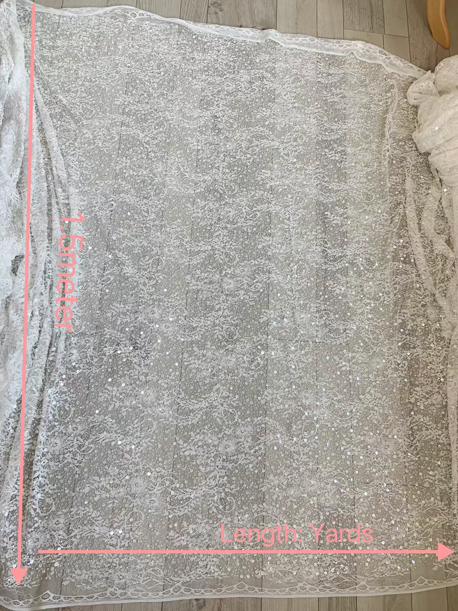 Three-dimensional Hollow Bottom Mesh Embroidery Pearl Beads Lace Fabric