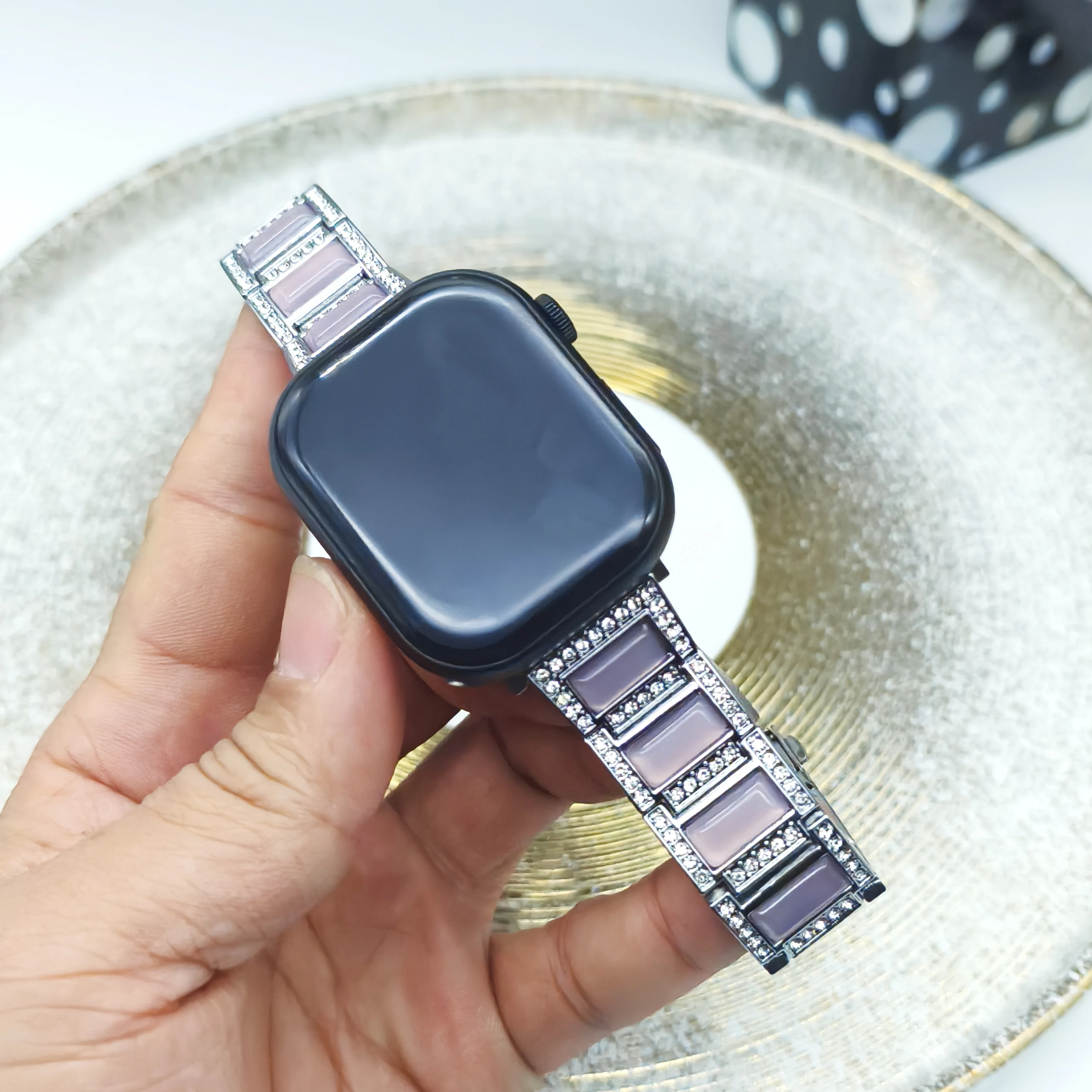2025 hochwertiges, luxuriöses, mit Diamanten besetztes Edelsteinarmband für Apple Watch Ultra1/2 49 mm S10/S9/S8/S7-S3 für iwatch Serie 46/45/44/42 – Detail 31