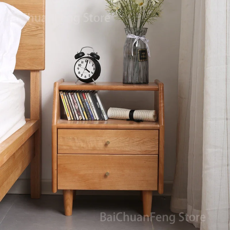 JapaneseBedsideTableNordicSolidWoodCherryWalnutNightstands