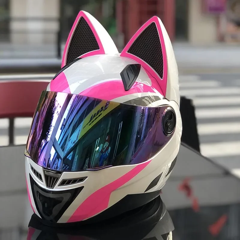 

NITRINOS Motorcycle Helmet Men Women Personality Helmet White Pink Full Face Racing Helmets M /L/XL /XXL Capacete helmet