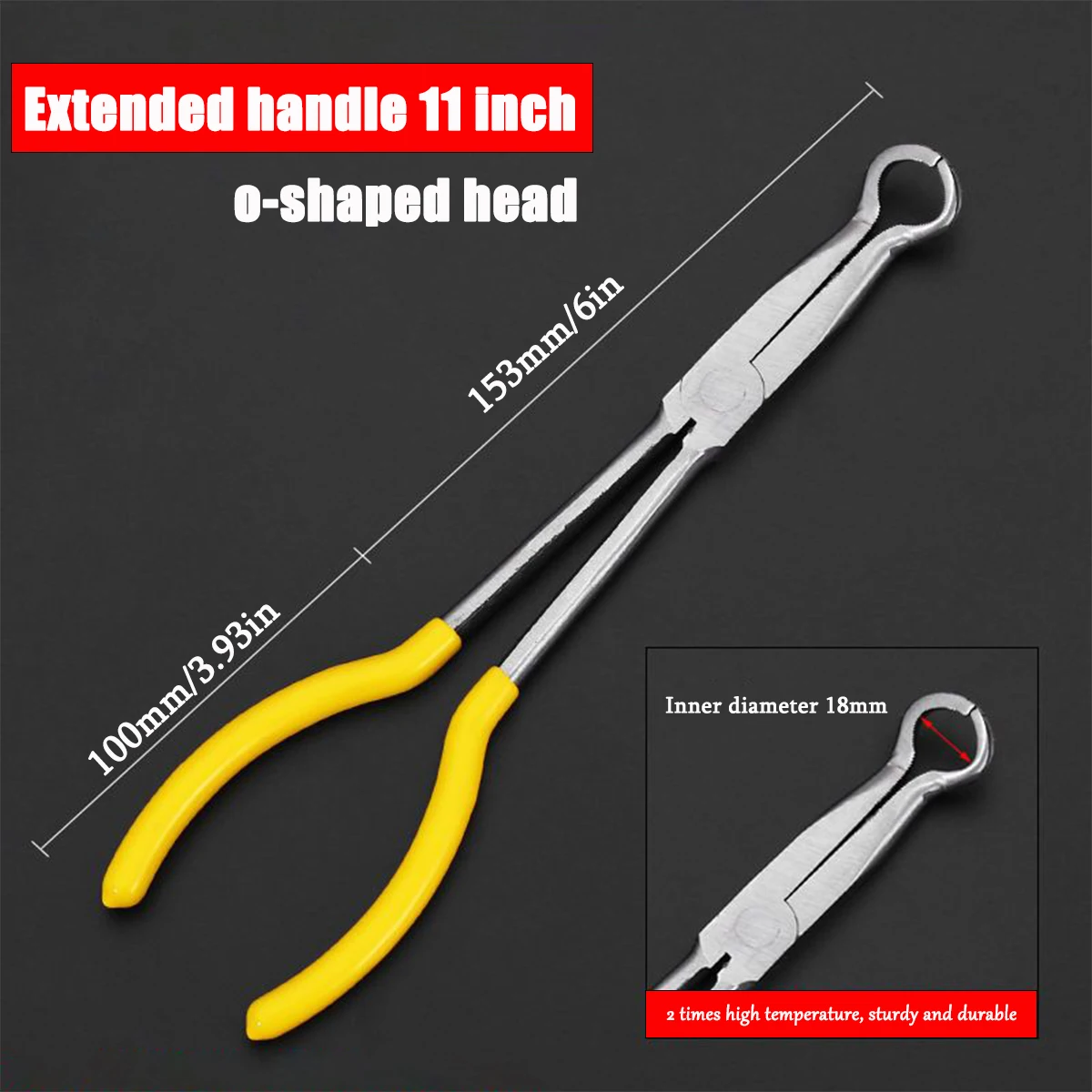 Spitzzange, 11-Zoll-Reach, gerade, Winkel, gebogene Zange, 45 & 90 & 25 Grad, Spitzzange mit gebogenem Kopf für Mechaniker – Detail 7
