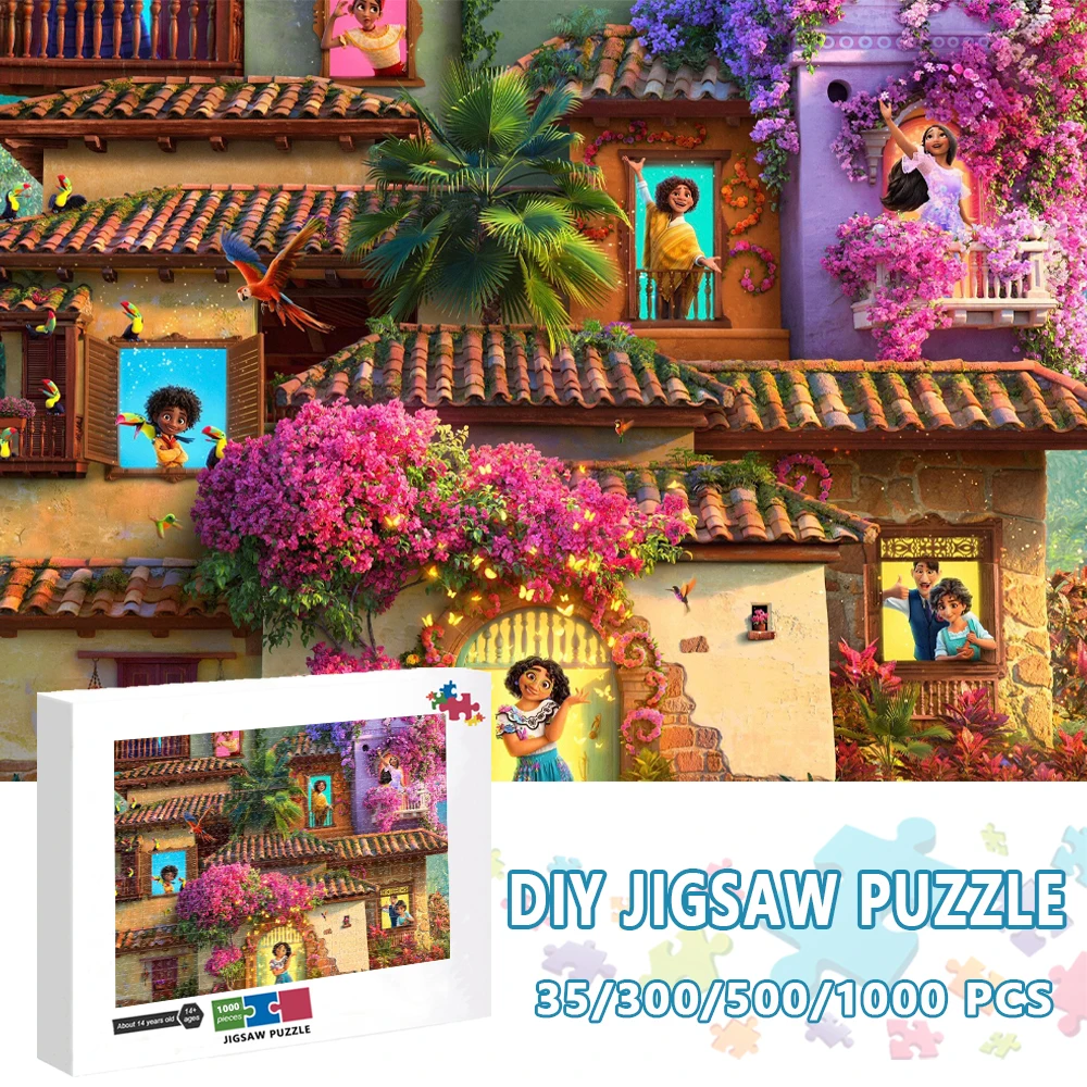 300/500/1000 Pieces Puzzle Toy Cartoon Disney Encanto Jigsaw Puzzles Child Early Educational Learning Toys for Christmas Gift multiple kids scenarios reusable sticker book cartoon diy puzzle educational cognition learning toys for child age 2 4 gift