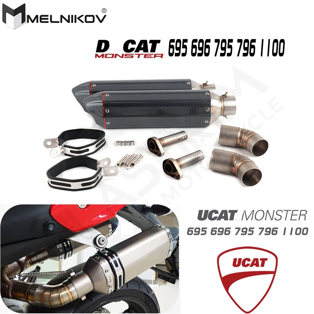 

Motorcycle Exhaust Slip On For Tail Tips Muffler For Ducati Monster 695 696 795 796 1100 Exhaust Muffler Escape Link Middle Pipe
