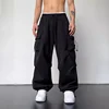 American Style Casual Pants Cargo Trousers High Street Drawstring Workwear Trendy Loose Versatile Straight Wide-Leg Casual Pants 3