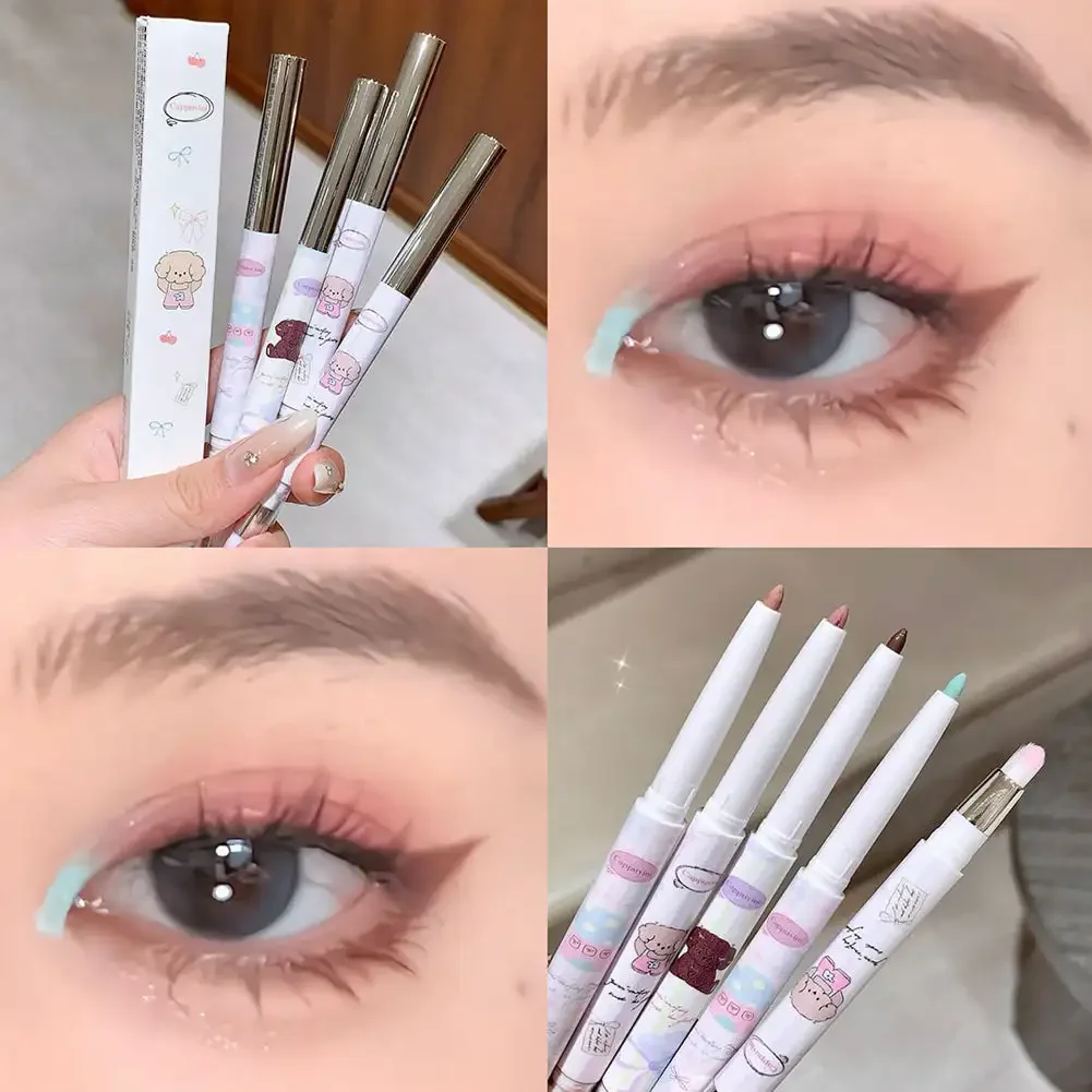 Matte Pink Lying Silkworm Pen Color Natural Brightening Glitter Eye Shadow Pencil Shimmer Glue Eyeliner Waterproof Korean Makeup 6