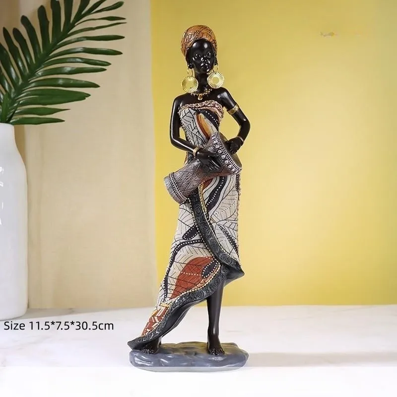 ResinAfricanFigurineWomenFigureTribalLadyStatueBlackWomenArt