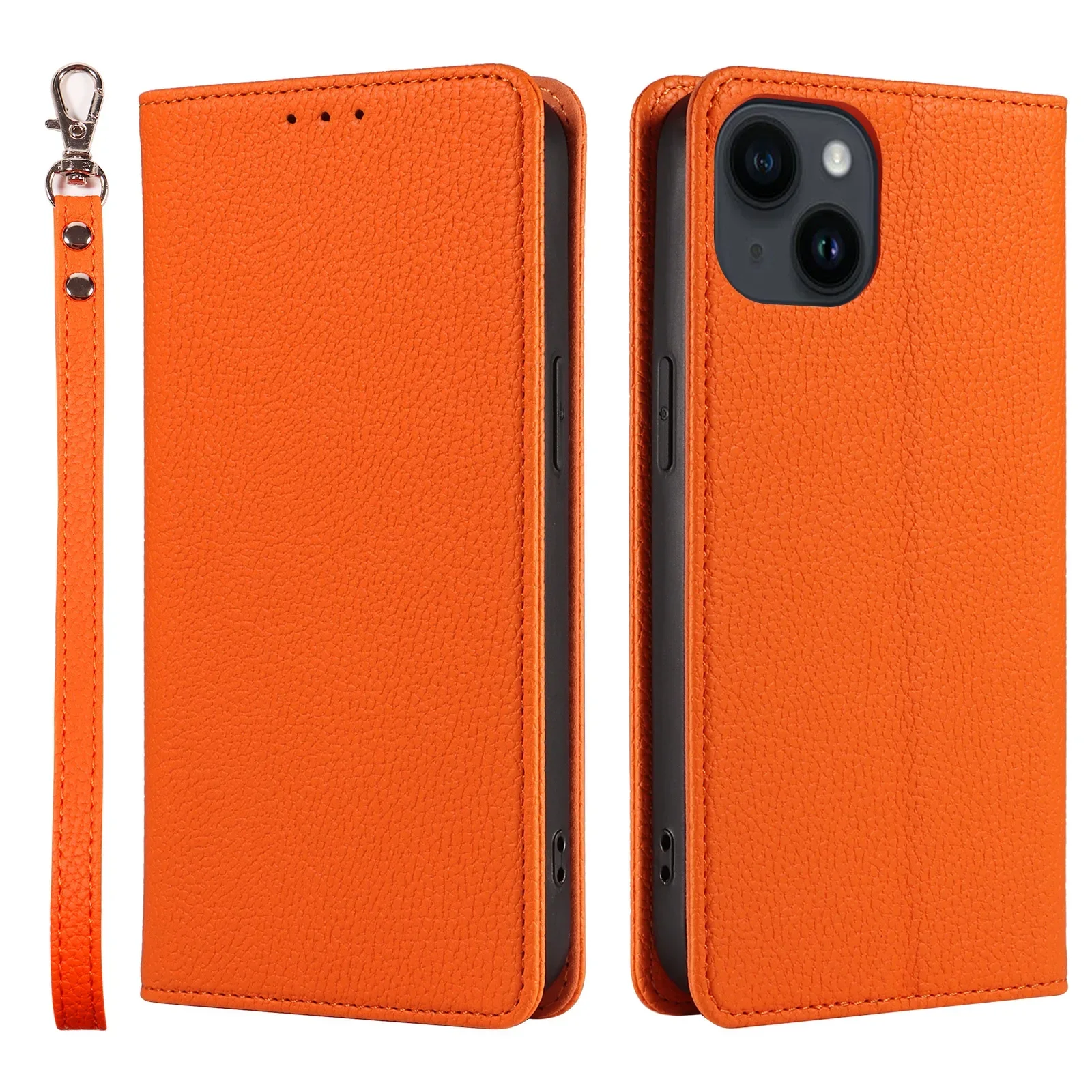 Premium Flip PU Leather Phone Case with Wrist Strap and Card Slot Holder