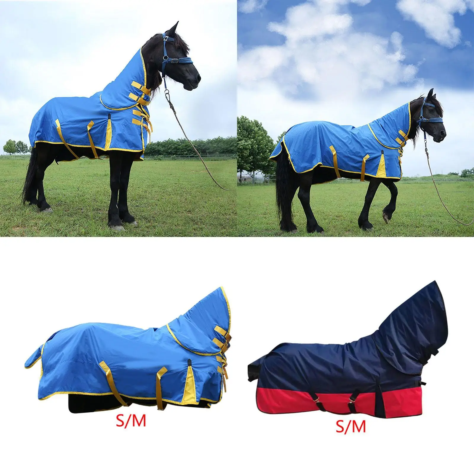 Horse Care Sheet Breathable with Neck Horse Fly Sheet Adjustable Windproof Winter Warm Turnout Blanket Clothes