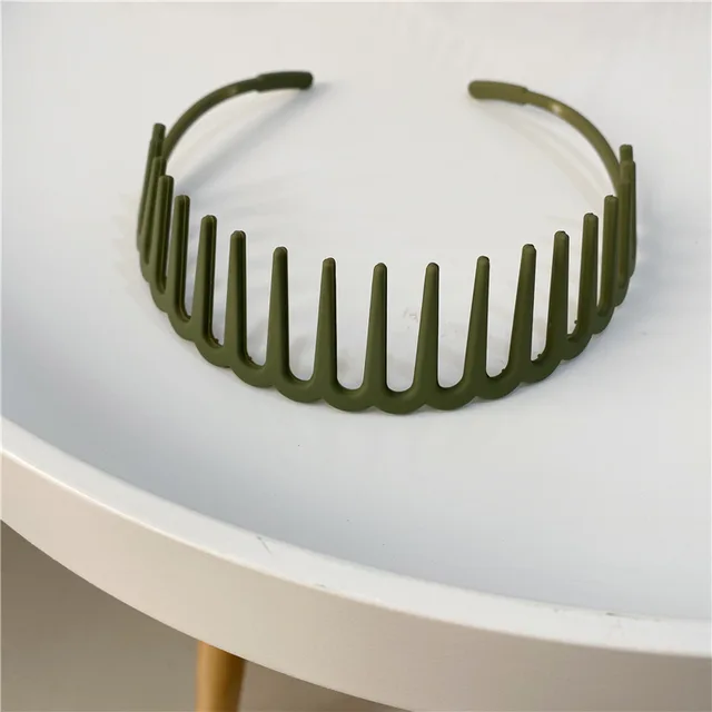 Fashion Simple Headdress Solid Color Resin Hair Comb Hairbands Headband Hair Hoop Bezel With Teeth Hair Accessories For Women Green