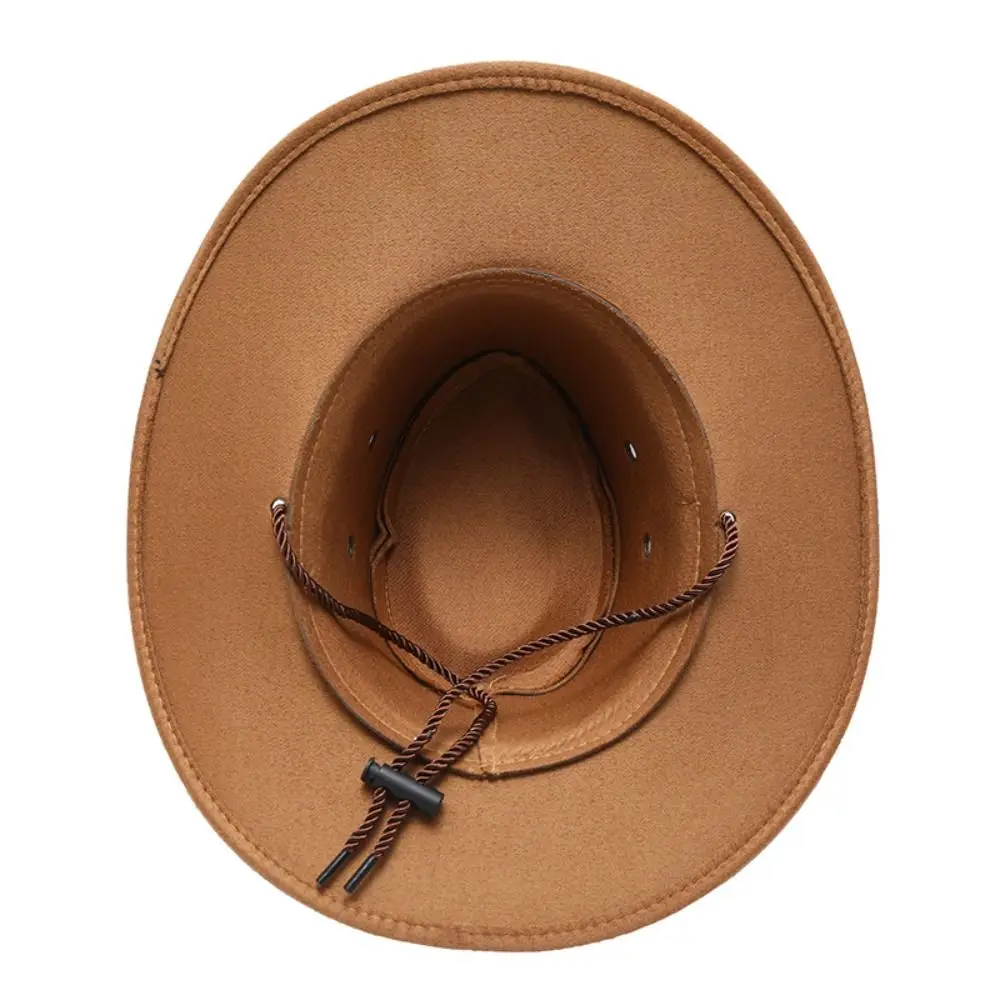 Unisex Artificial Suede Beach Cowboy Hat Solid Color Sun Protection Sun Sunscreen Cap Wide Brim Breathable Party Cosplay Hat Cap