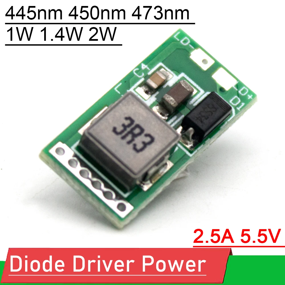 

Laser Diode LD Drive boar Adjustable current driver board 1W 1.4W 2W Blue 445nm 450nm 473nm 5.5V boost circuit
