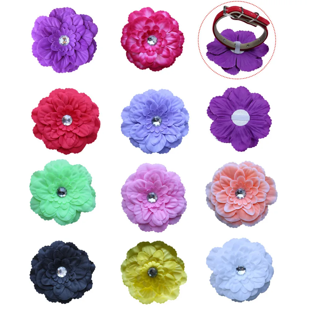 

50/100PCS Big Flower Collar Remove Diamond Pet Collar Accessories For Dogs Pets Bowties Dog Grooming Accessories For Large Dogs